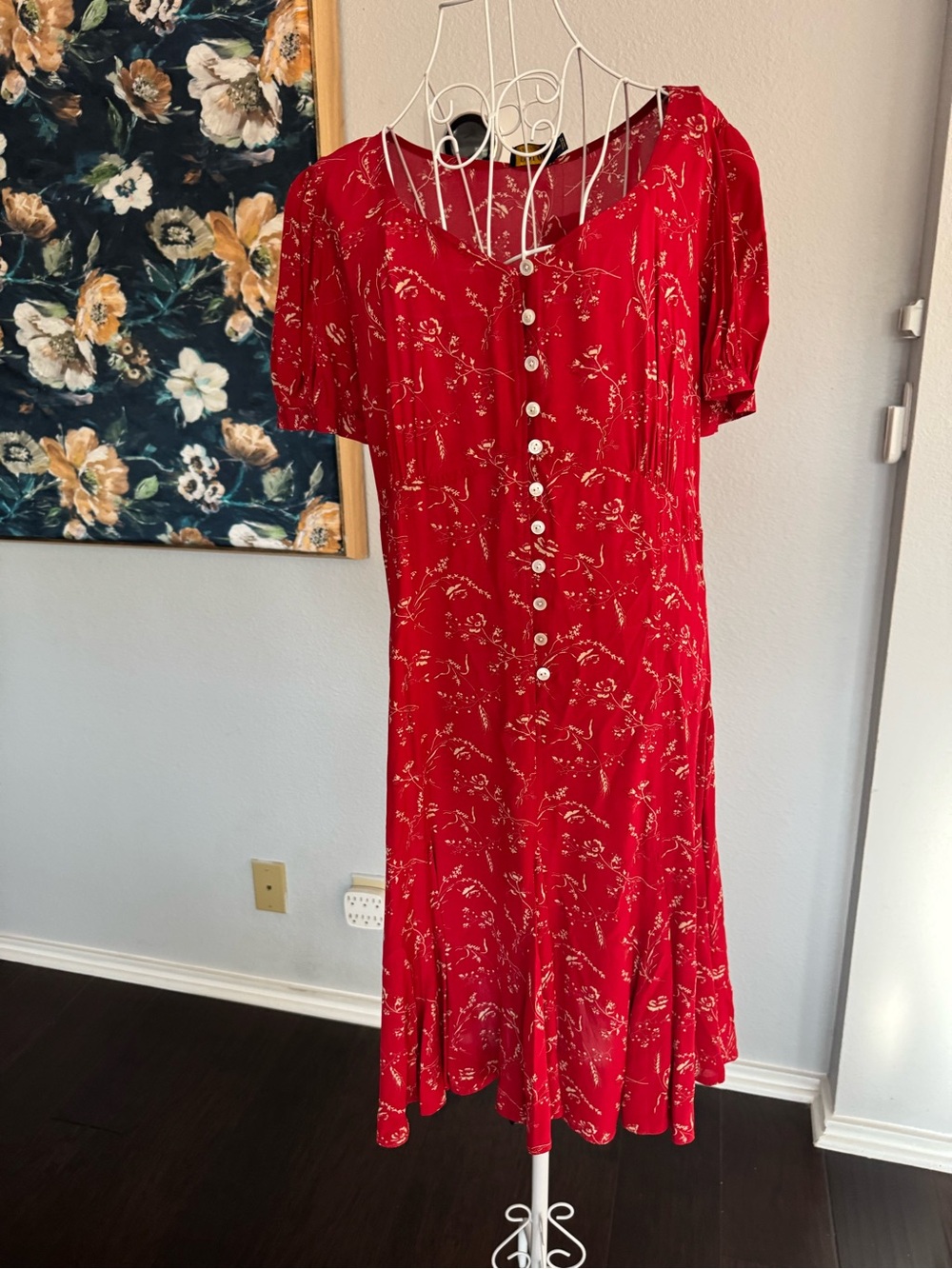 NWT Polo Ralph Lauren Printed Short-Sleeve Dress in Tender Red Floral Size 14 - Picture 8 of 15
